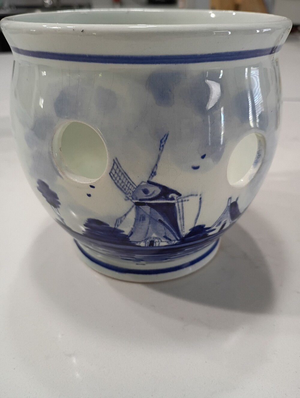 Vintage Delft Blue Ceramic Crocus Bulb Planter.